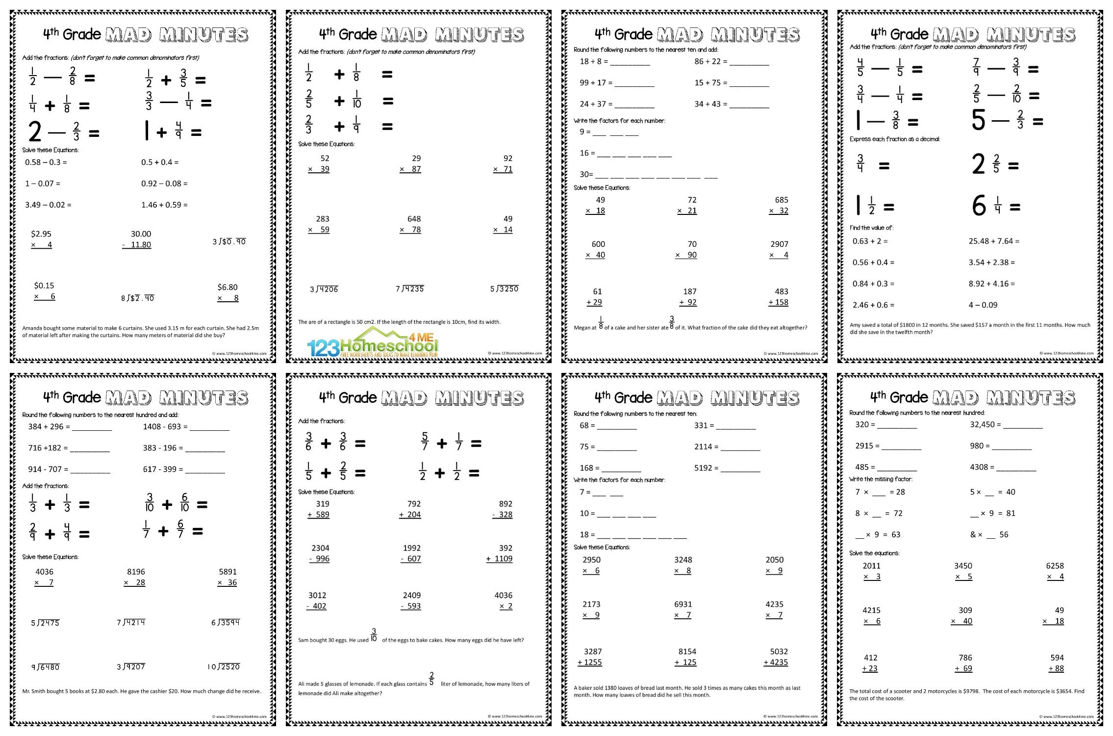 FREE Printable 4th Grade Math Worksheets Pdf FREE Printable 4th Grade Math Worksheets Pdf