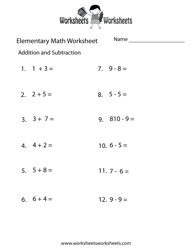 free addition and subtraction worksheets