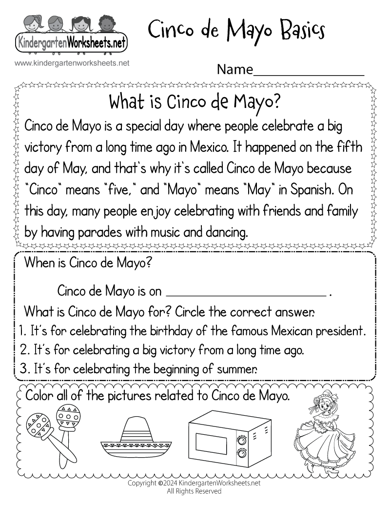 Free Printable Cinco De Mayo Worksheet Worksheets Library