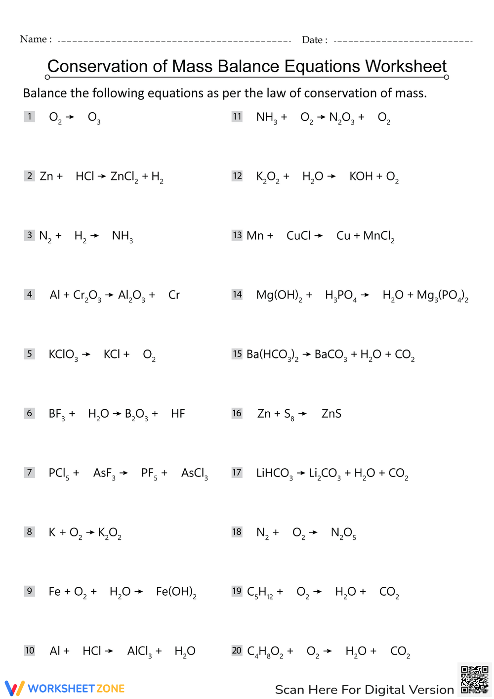 Free Printable Conservation Of Mass Worksheet Collection Worksheets Library