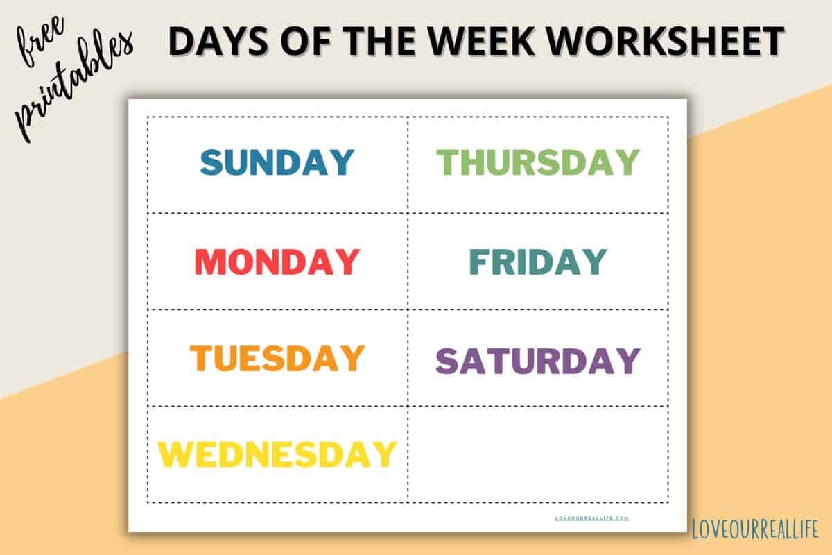 days of the week printable days of the week printable