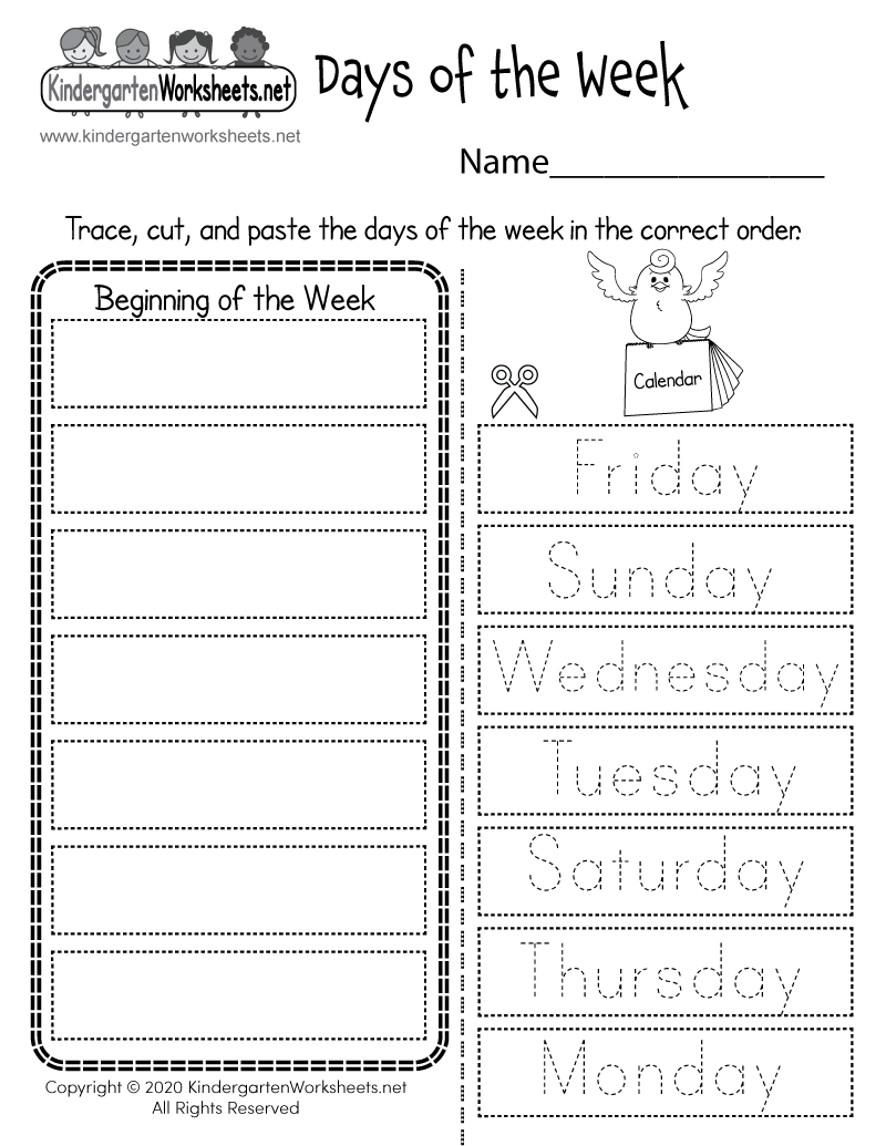 Free Printable Days Of The Week Worksheet