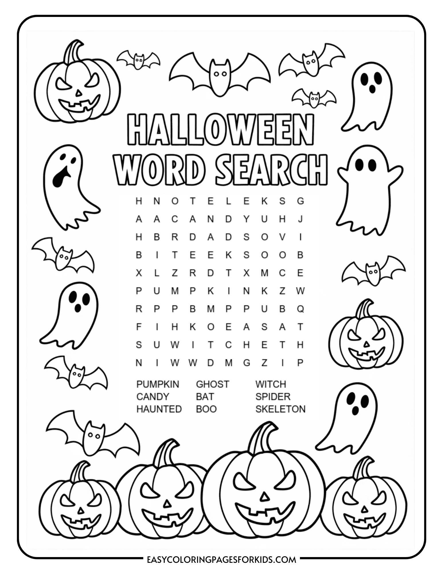 Free Printable Halloween Word Search 2 Free PDF Pages Easy Coloring Pages For Kids Free Printable Halloween Word Search 2 Free PDF Pages Easy Coloring Pages For Kids