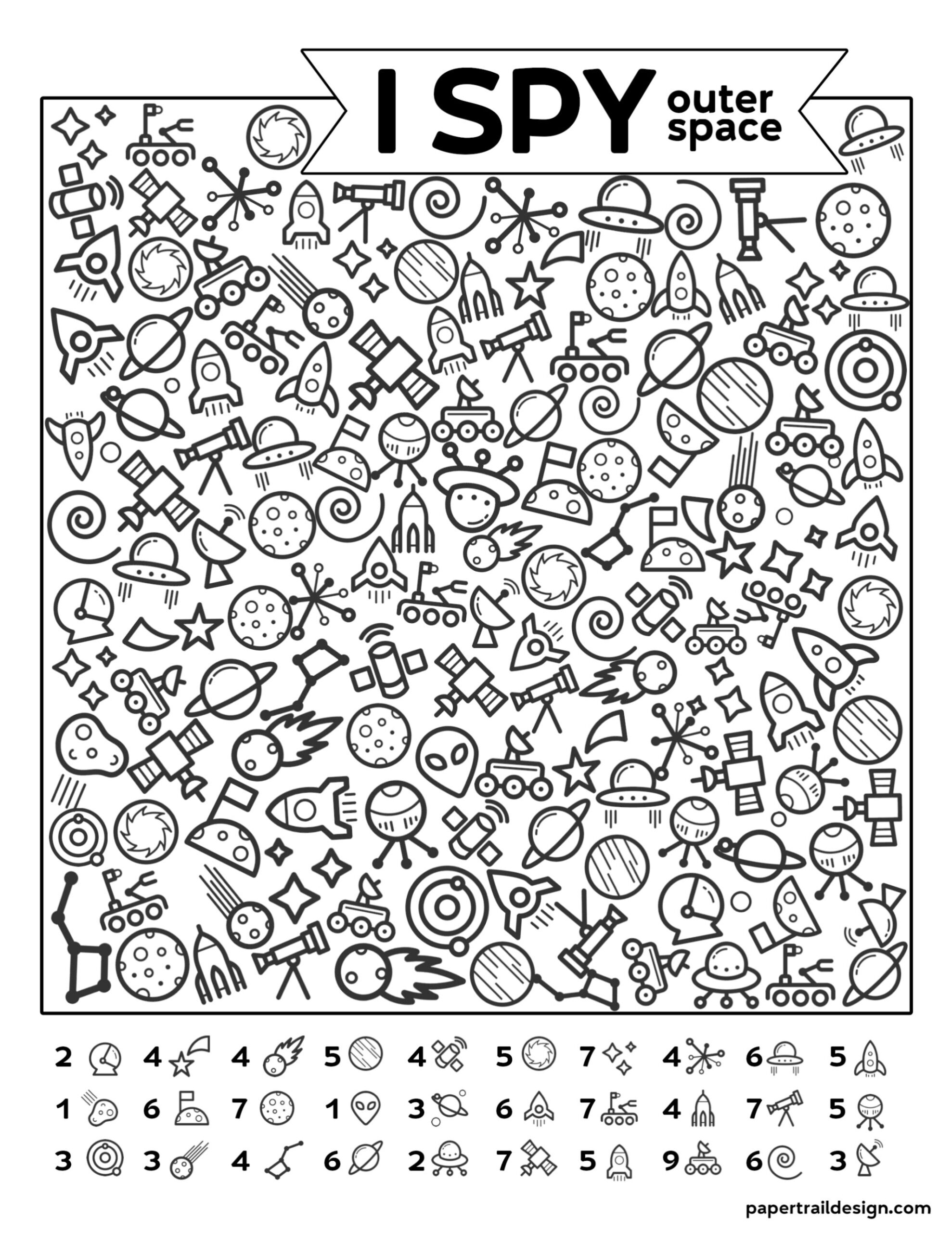 Free Printable I Spy Outer Space Game Paper Trail Design Free Printable I Spy Outer Space Game Paper Trail Design