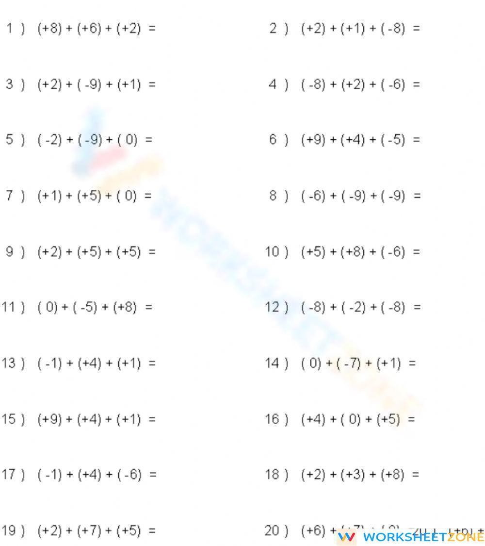 Free Printable Interactive Adding Integers Worksheets Worksheets Library