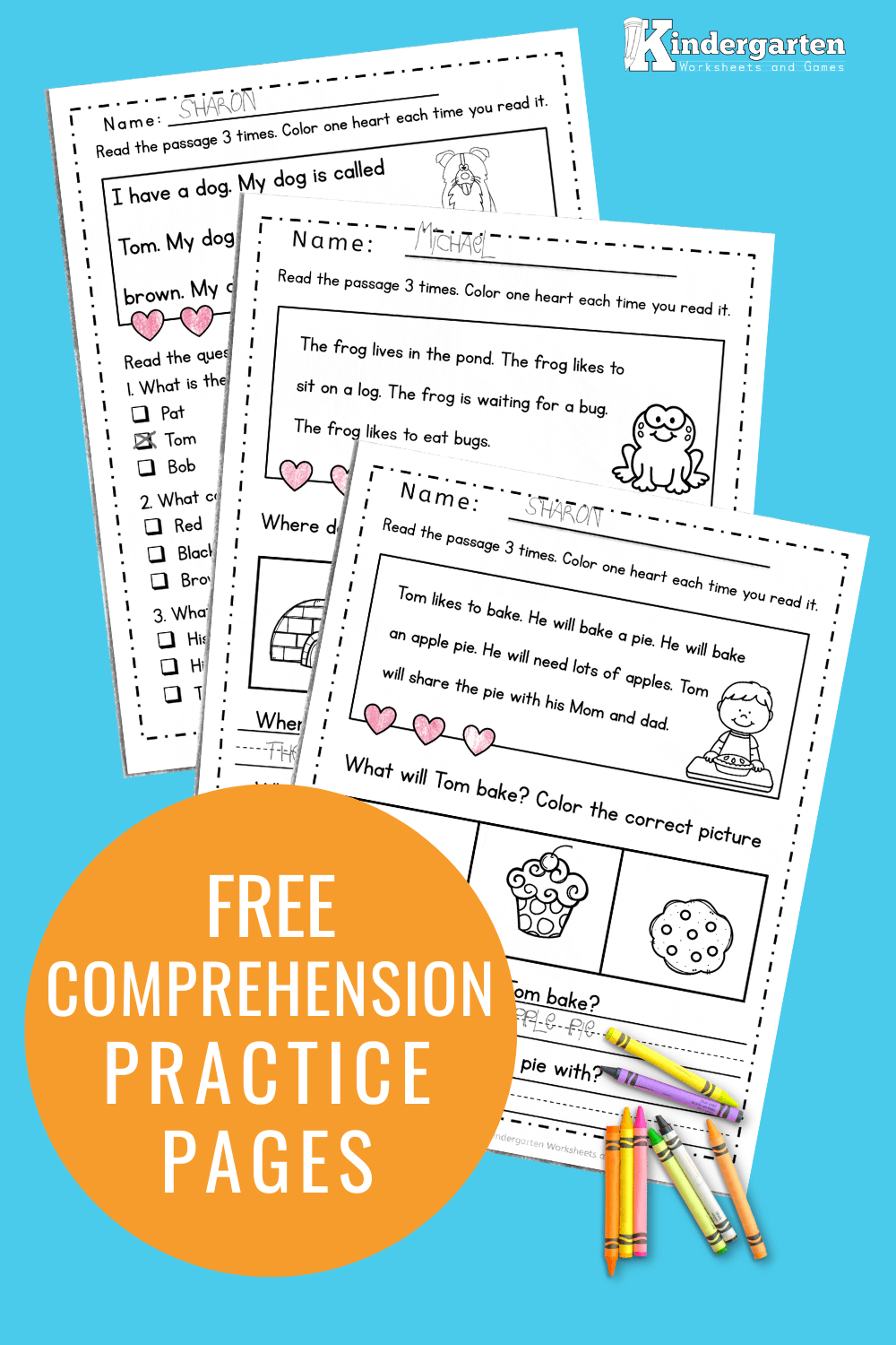 kindergarten reading comprehension worksheets