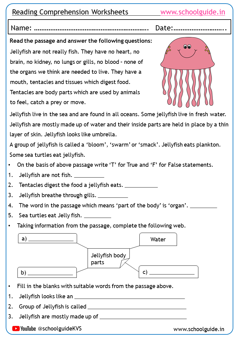 Free Printable Reading Comprehension Worksheets