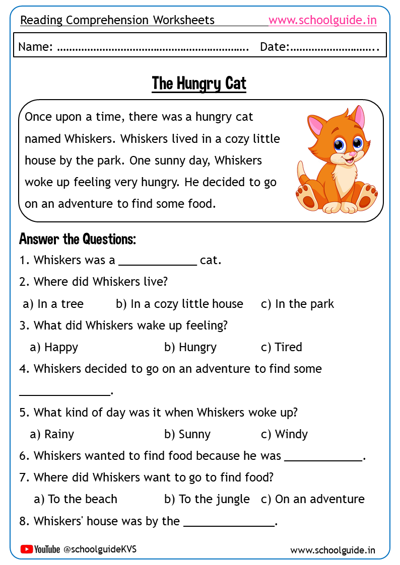 comprehension worksheets for grade 1