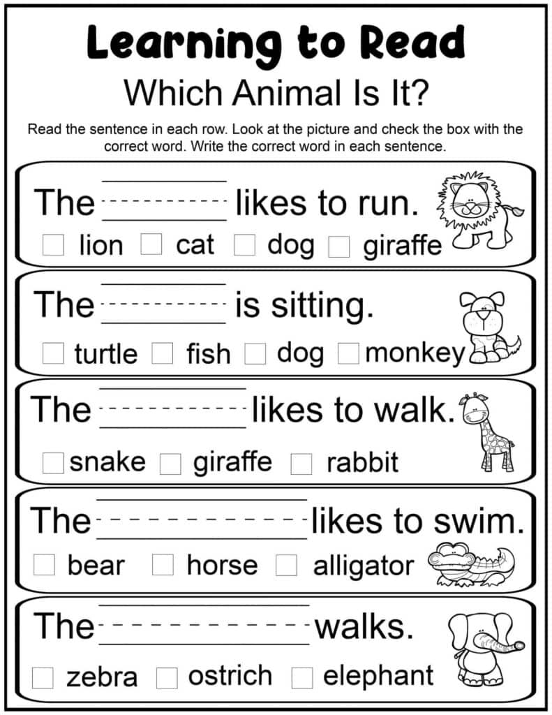 reading worksheets for 1st grade