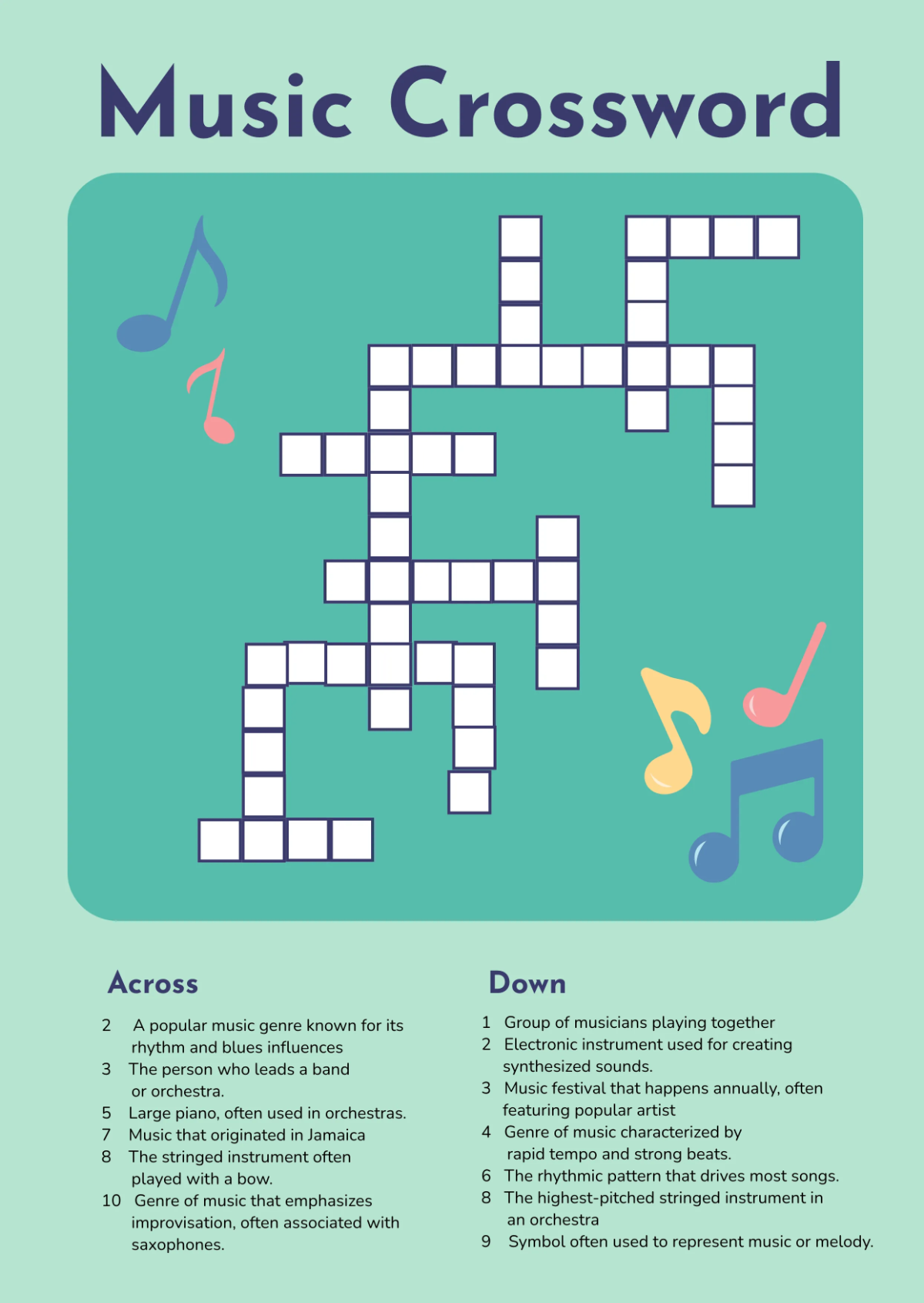 Free Simple Music Crossword Template To Edit Online Free Simple Music Crossword Template To Edit Online