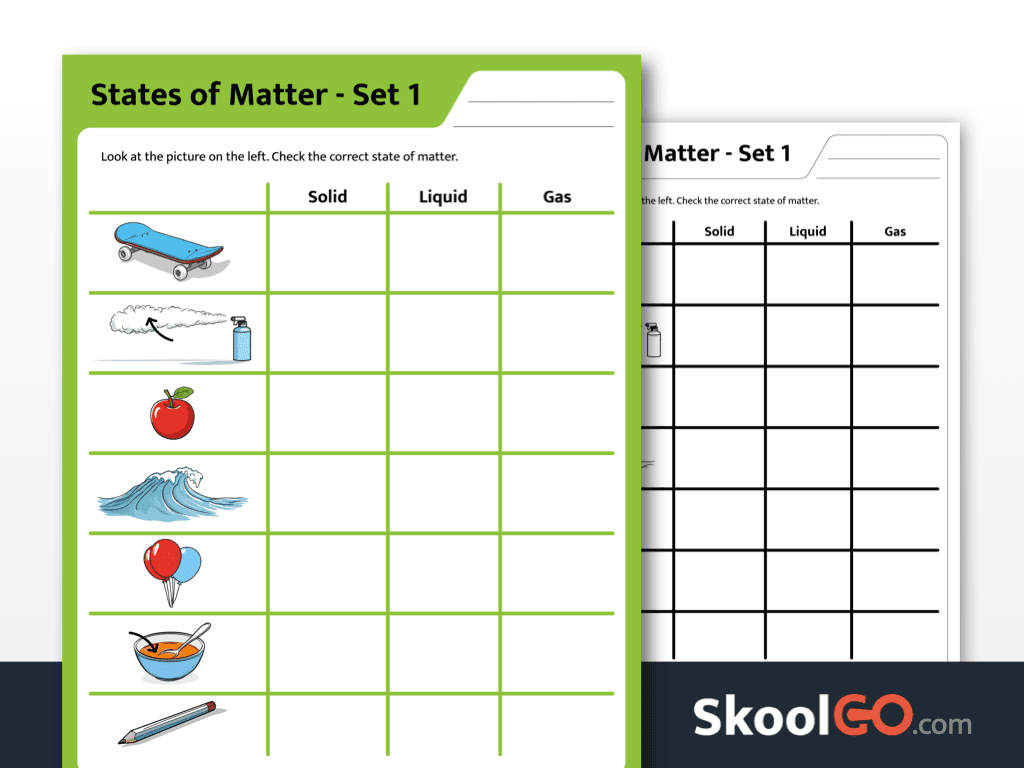 state of matter worksheet