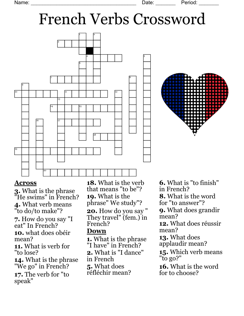 French Quiz Crossword WordMint