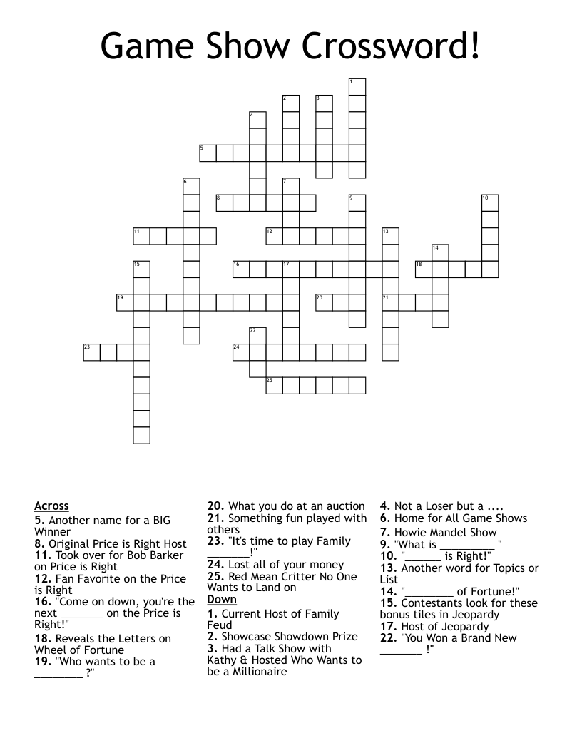 Game Show Crossword WordMint