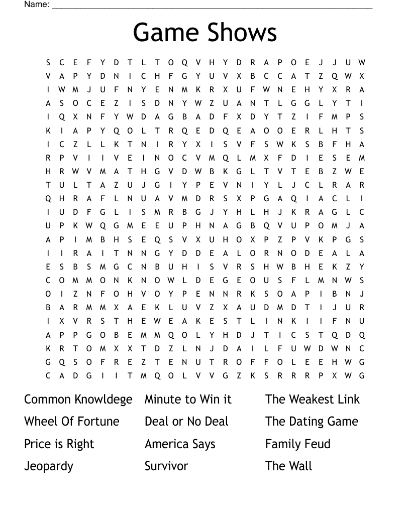 Game Show Showdown Crossword WordMint Game Show Showdown Crossword WordMint