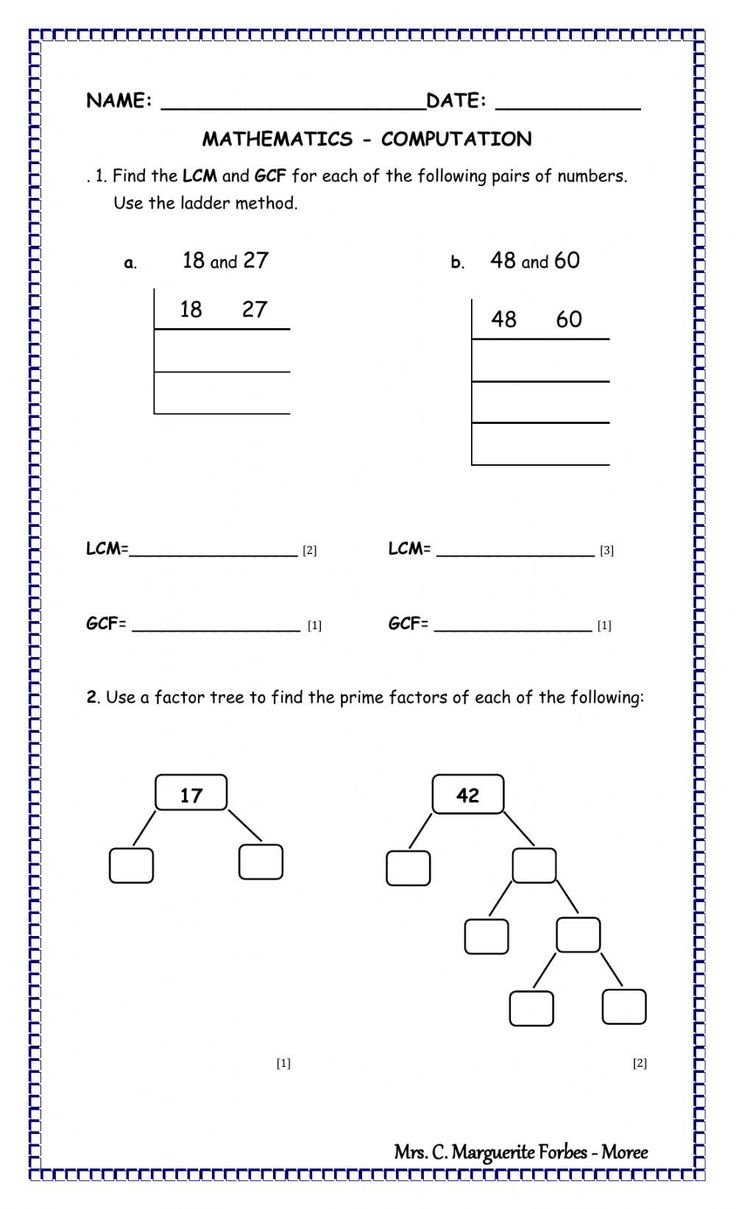 Gcf And Lcm Worksheet Worksheet For Education
