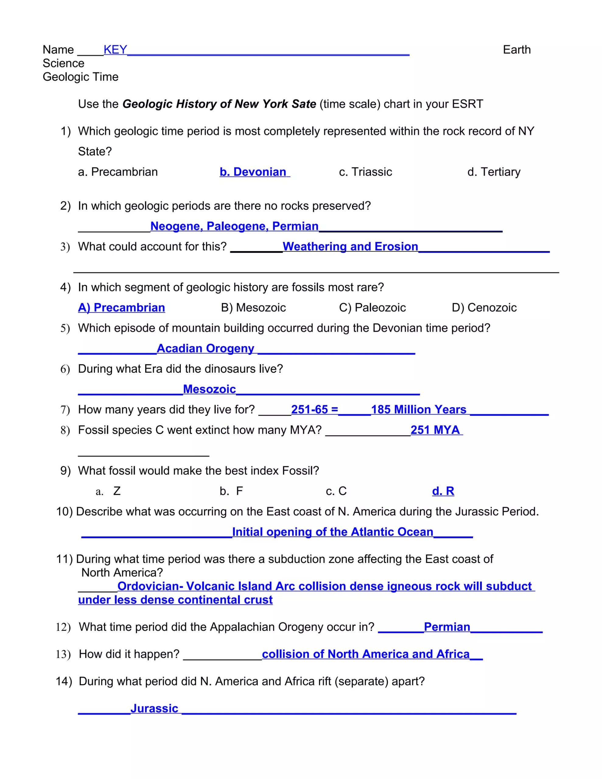 Geo History Review Sheet Answers DOC