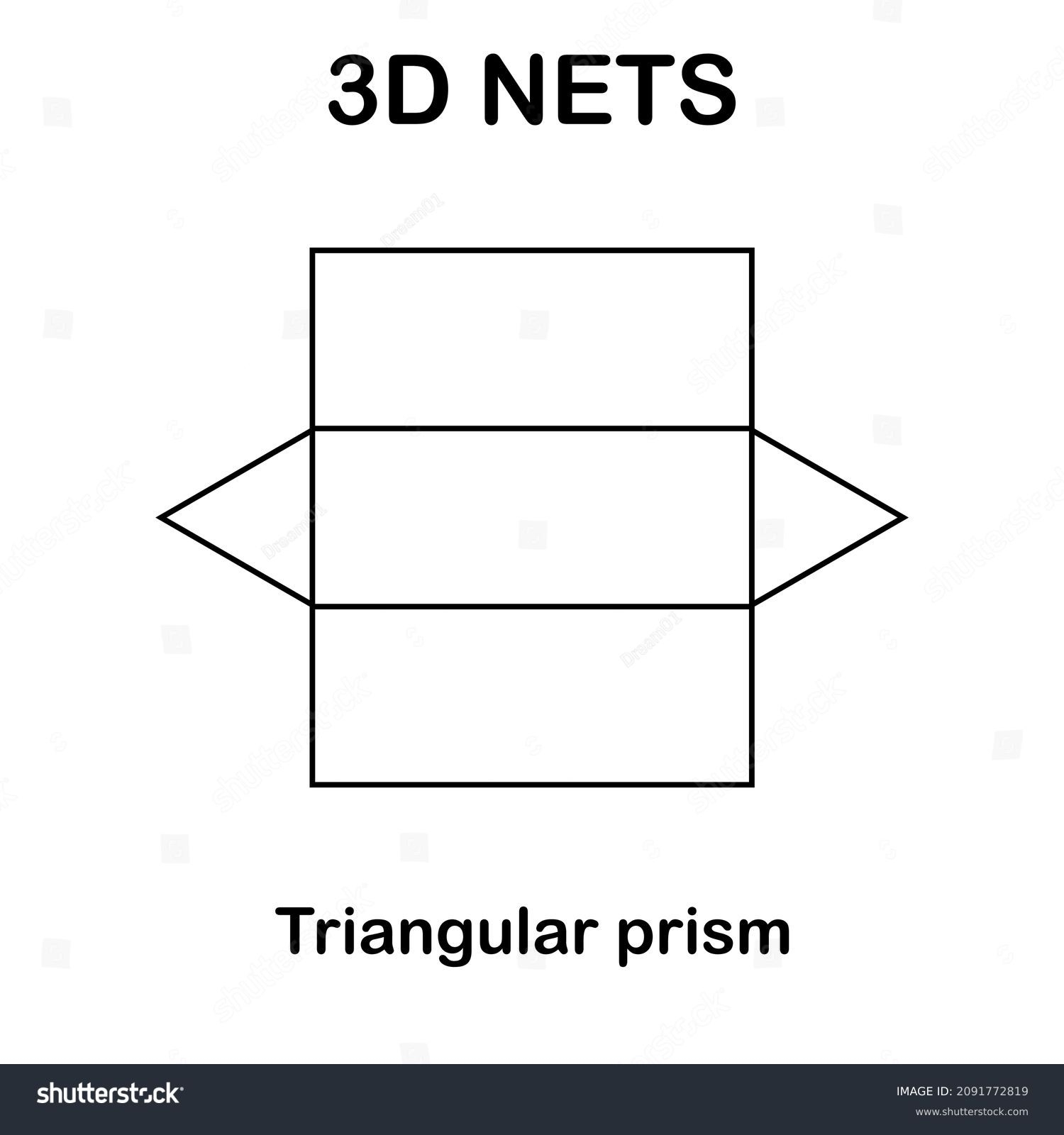 Geometry Net Triangular Prism 3d Solid Stock Vector Royalty Free 2091772819 Shutterstock