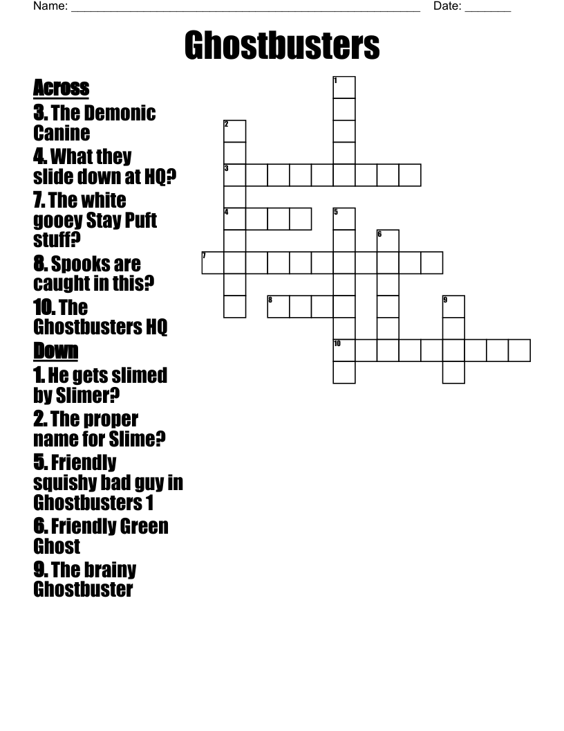 Ghostbusters Crossword WordMint