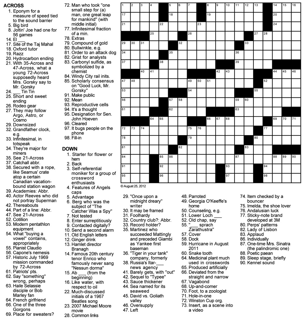 Good Luck Mr Gorsky Crossword Puzzle
