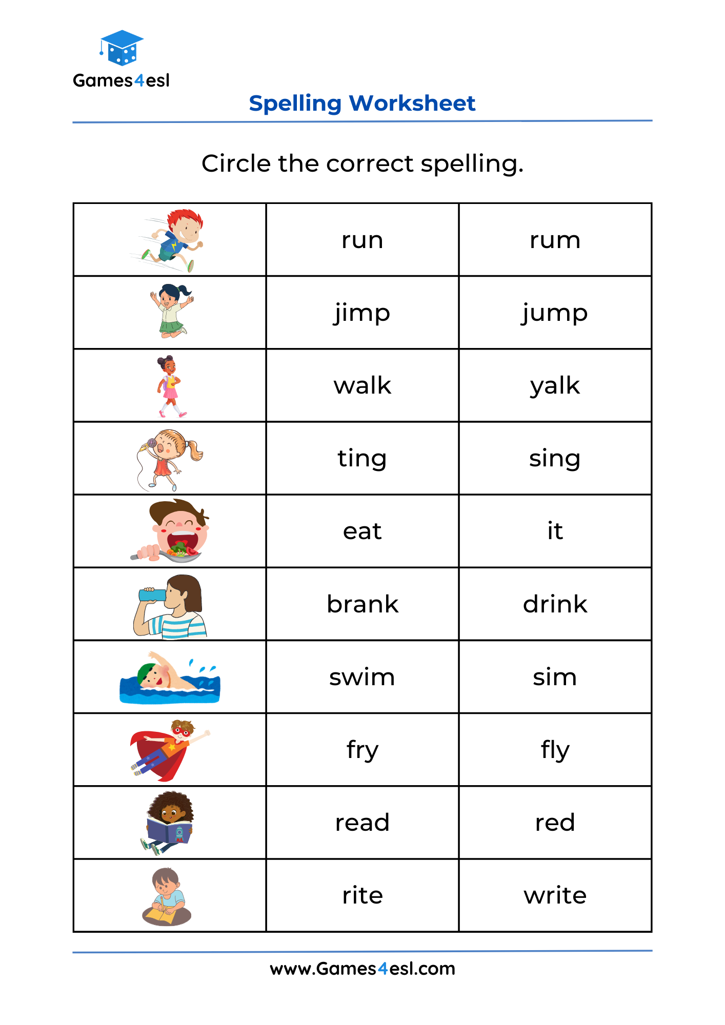 Grade 1 Worksheets Games4esl