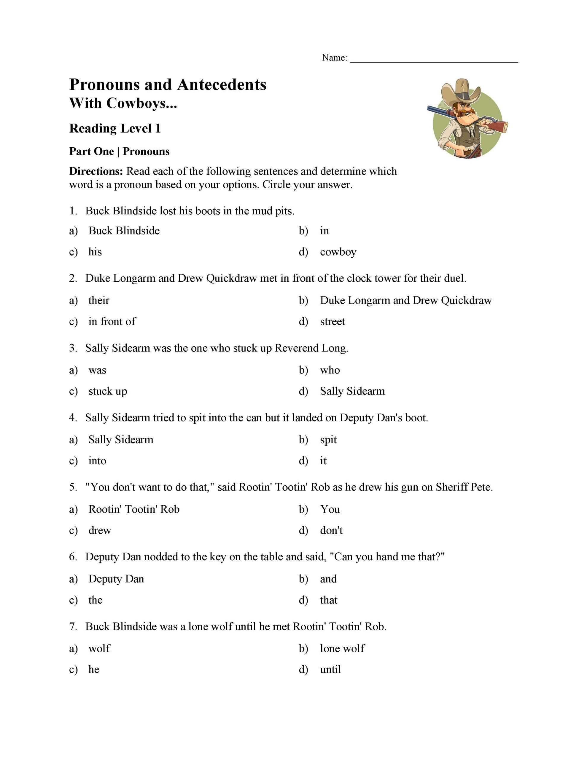 pronoun and antecedent agreement worksheet