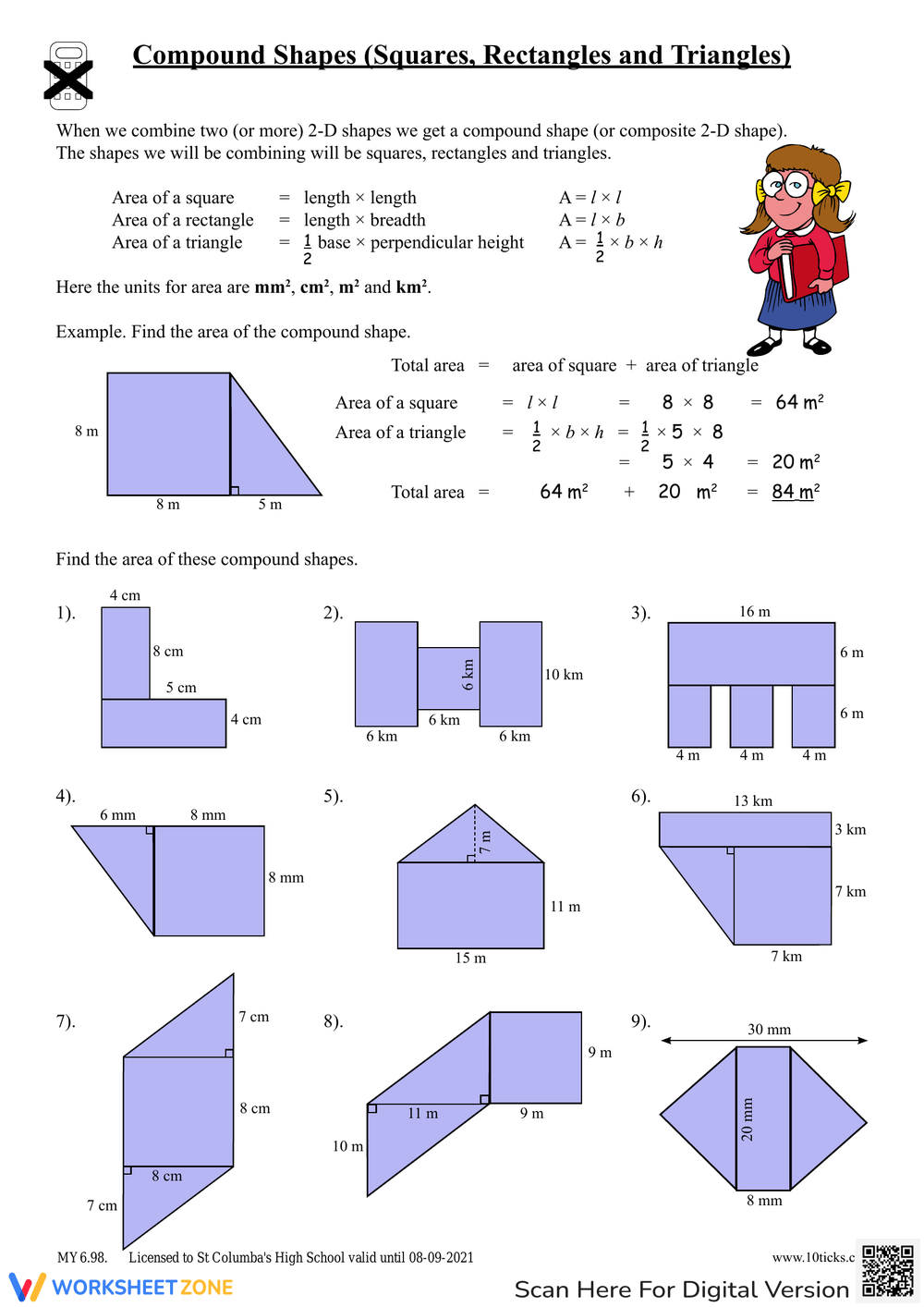 Grade 6 Area Of Compound Shapes Worksheets