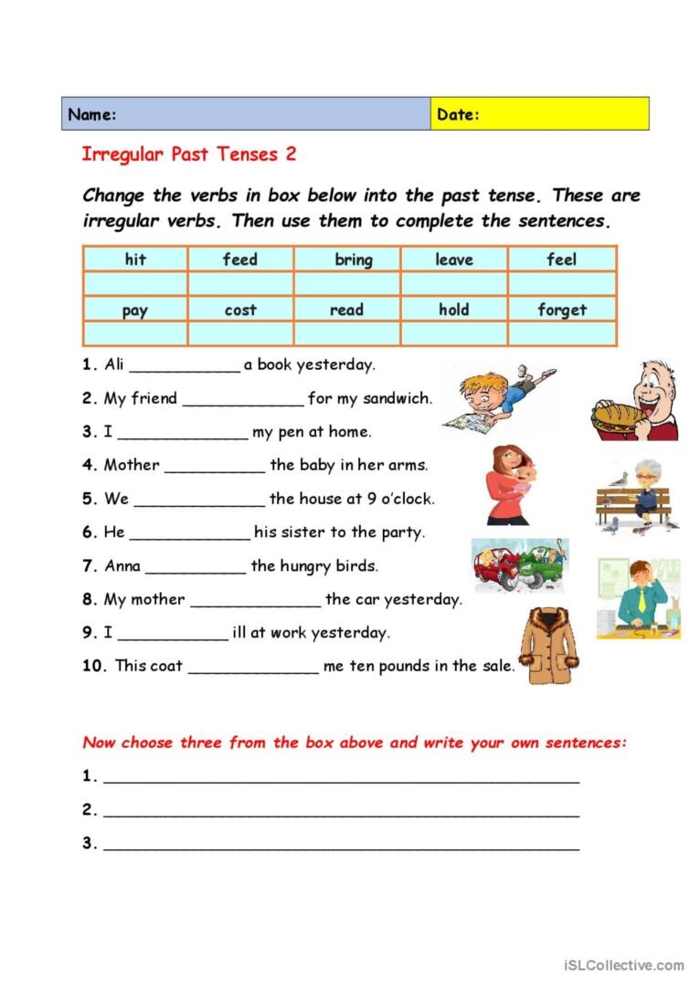 irregular past tense worksheet