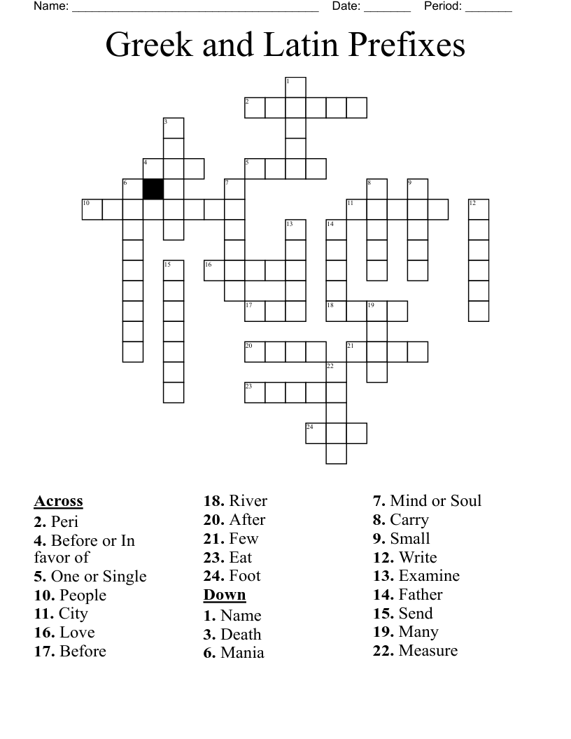 Greek And Latin Prefixes Crossword WordMint Greek And Latin Prefixes Crossword WordMint