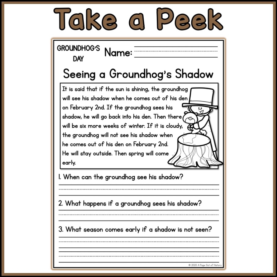 Groundhogs Day Social Studies Reading Comprehension Passages K 2 Made By Teachers