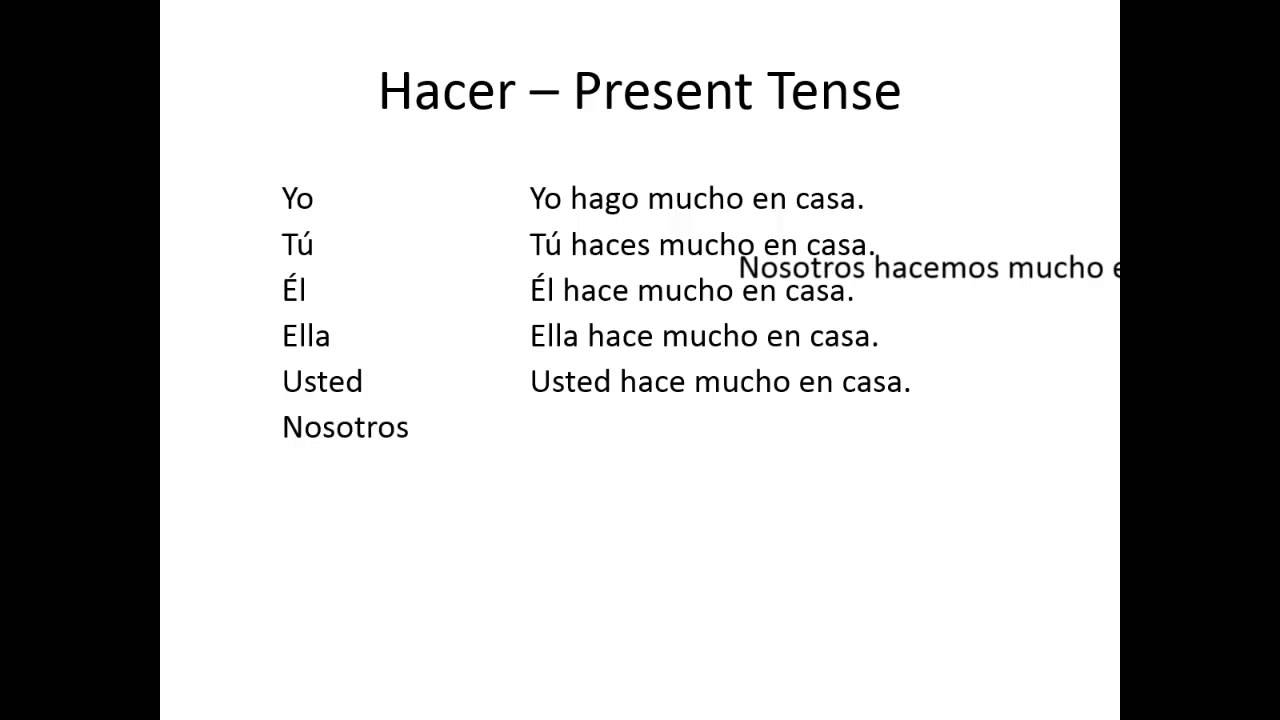 Hacer Present Tense YouTube