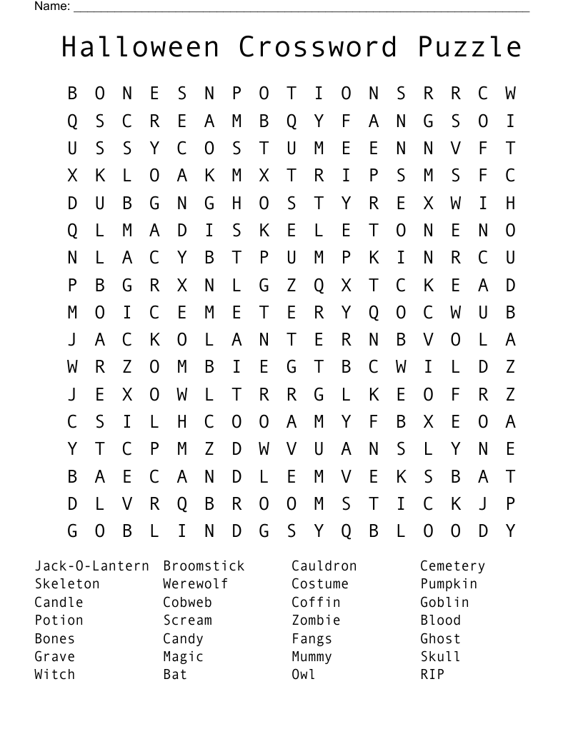 halloween word search puzzle