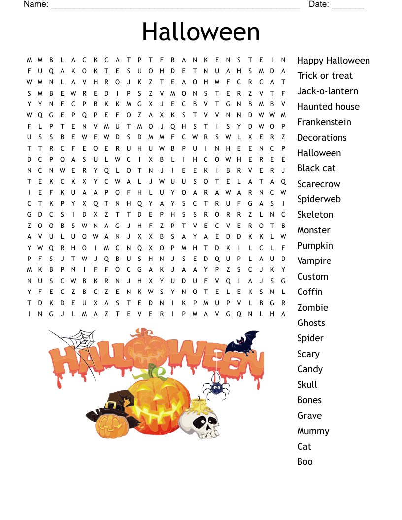 Halloween Vocabulary Crossword WordMint Halloween Vocabulary Crossword WordMint