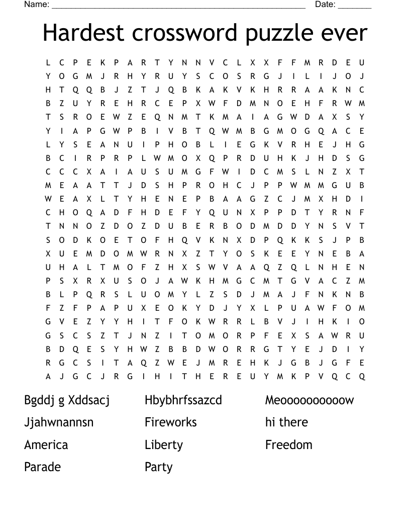Hardest Crossword Puzzle Ever Word Search WordMint Hardest Crossword Puzzle Ever Word Search WordMint