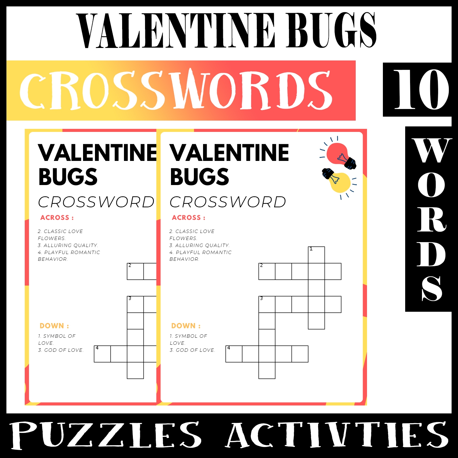 Hearts And Flowers No Prep Crossword Puzzle Worksheet Activity For Morning Work Made By Teachers