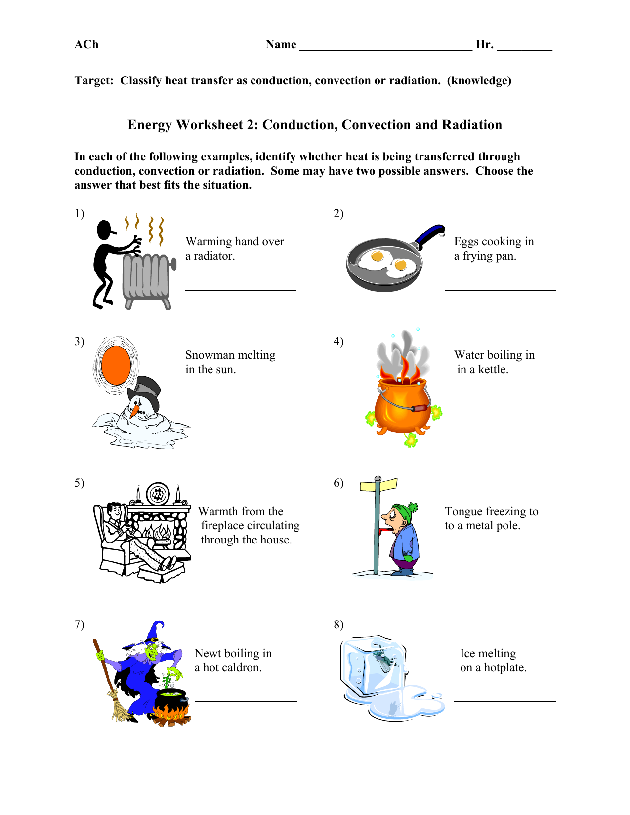Heat Transfer Conduction Convection Radiation Worksheet