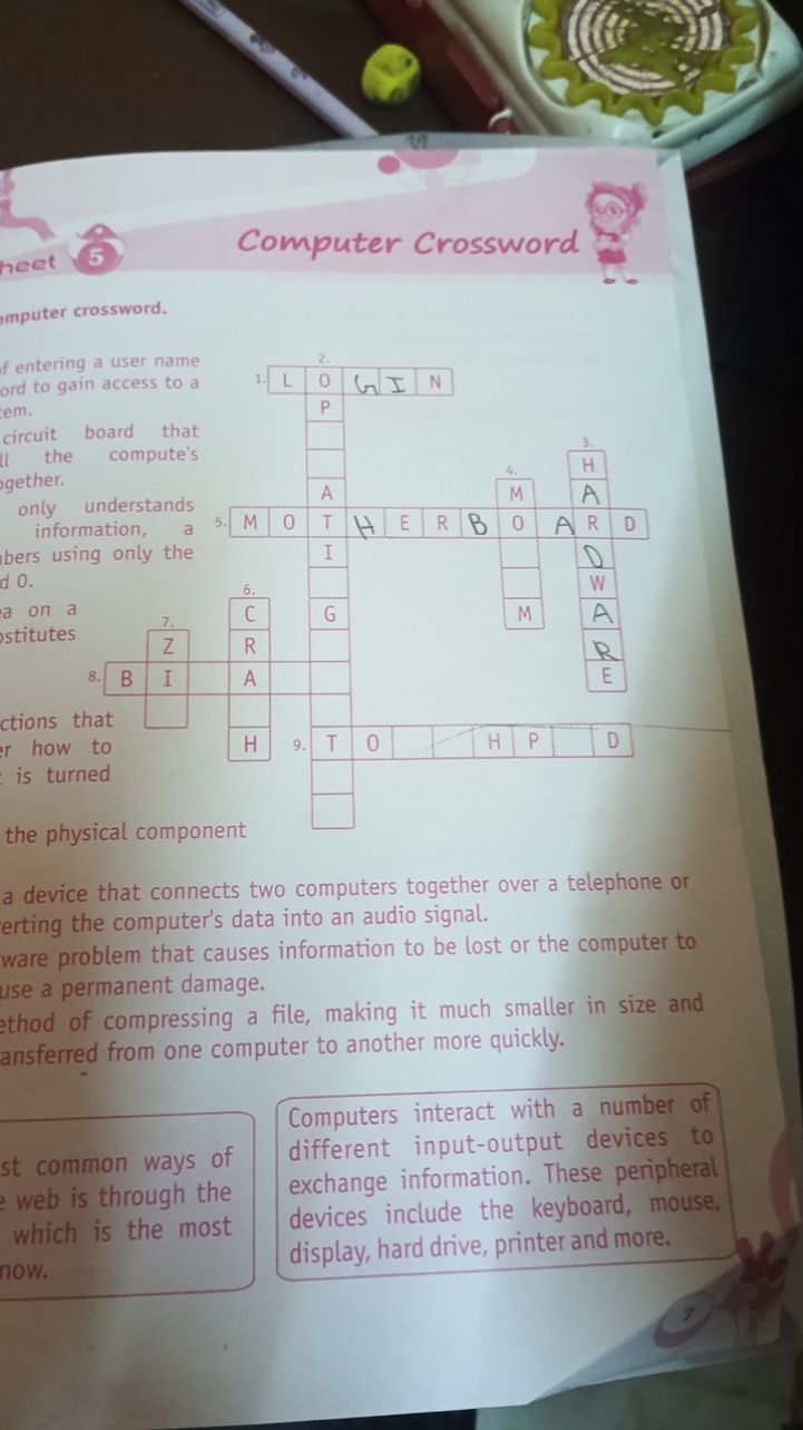 Here s A Computer Crossword Puzzle Please Provide The Solutions To The C 
