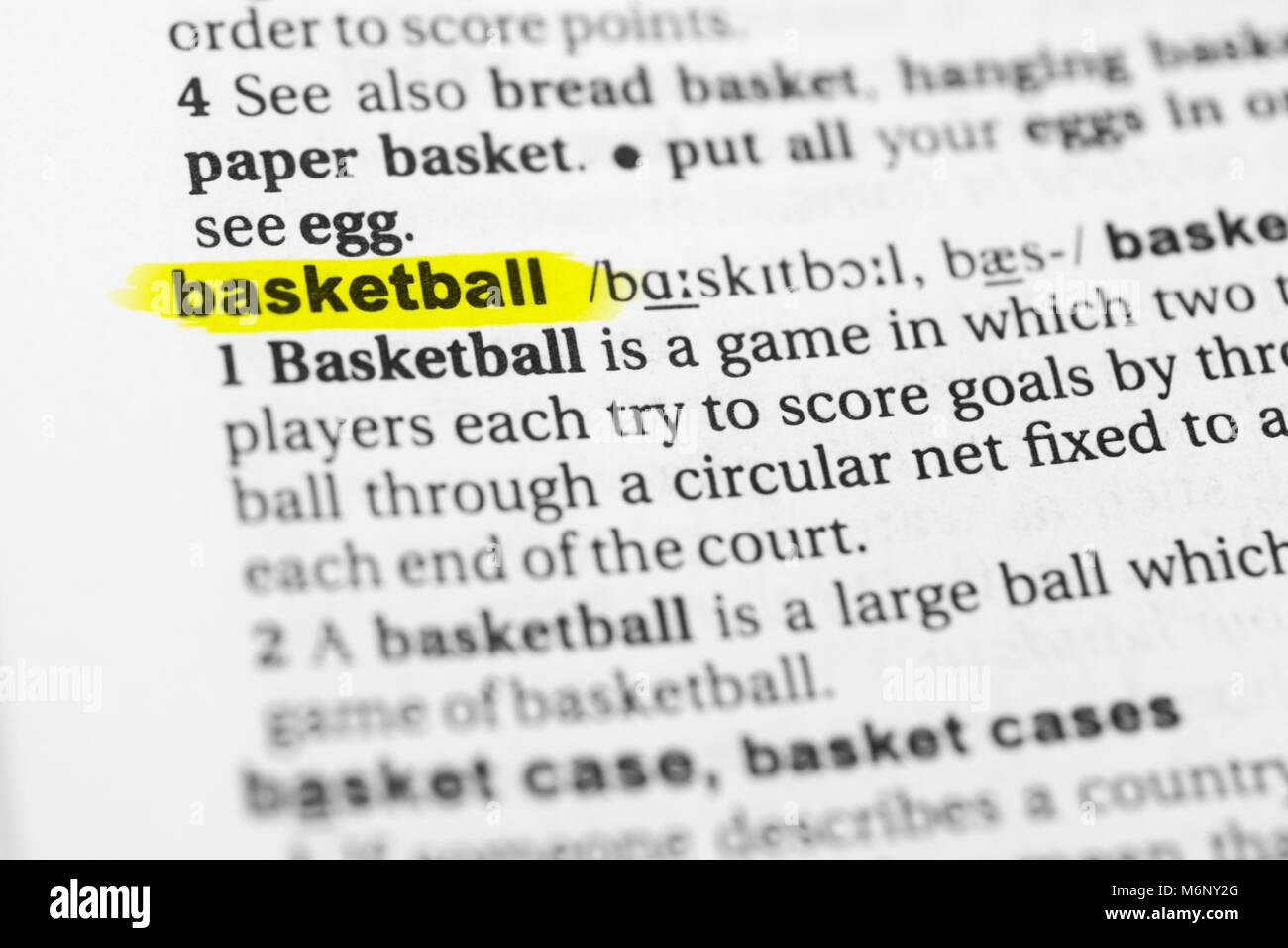 Highlighted English Word basketball And Its Definition In The Dictionary Stock Photo Alamy