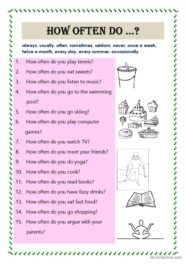 How Often Do You English ESL Worksheets Pdf Doc