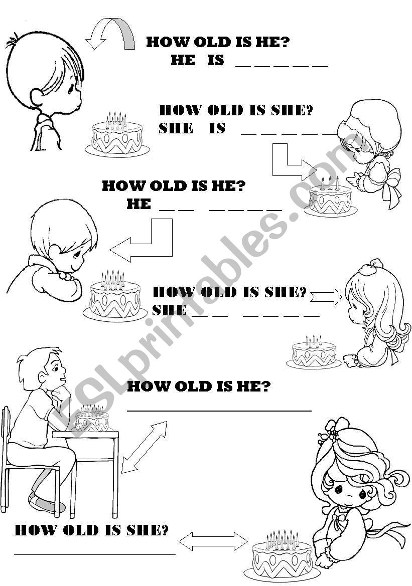 How Old Is He she ESL Worksheet By Lobatos