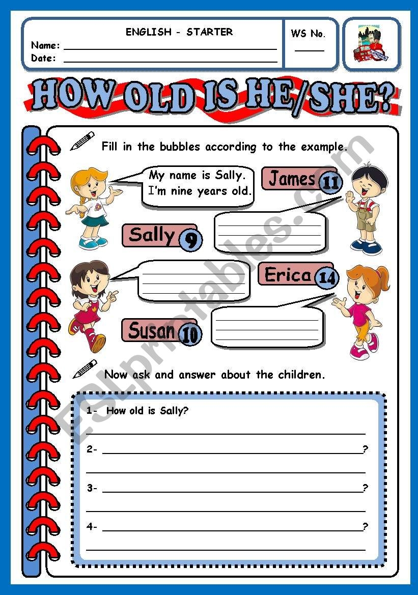 HOW OLD IS HE SHE ESL Worksheet By Xani