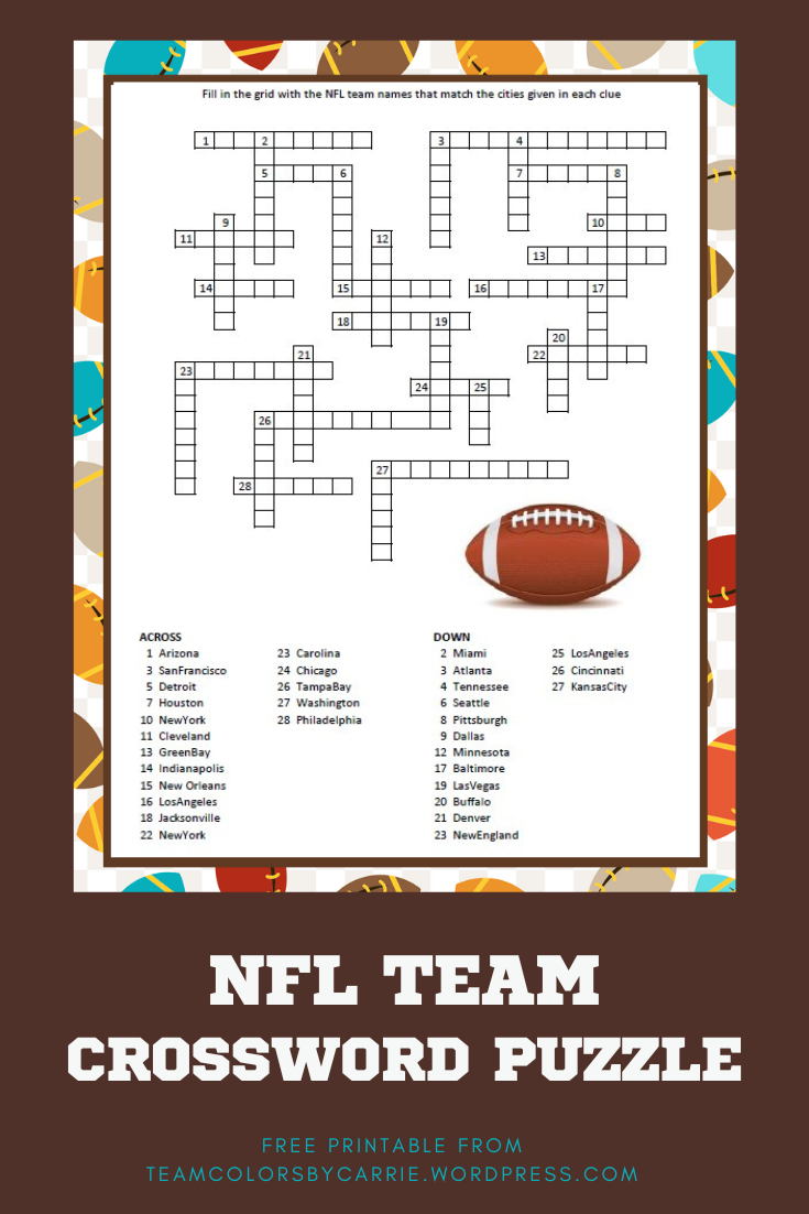 How To Add Some Fun To Your Football Party With A Free Crossword Team Colors By Carrie