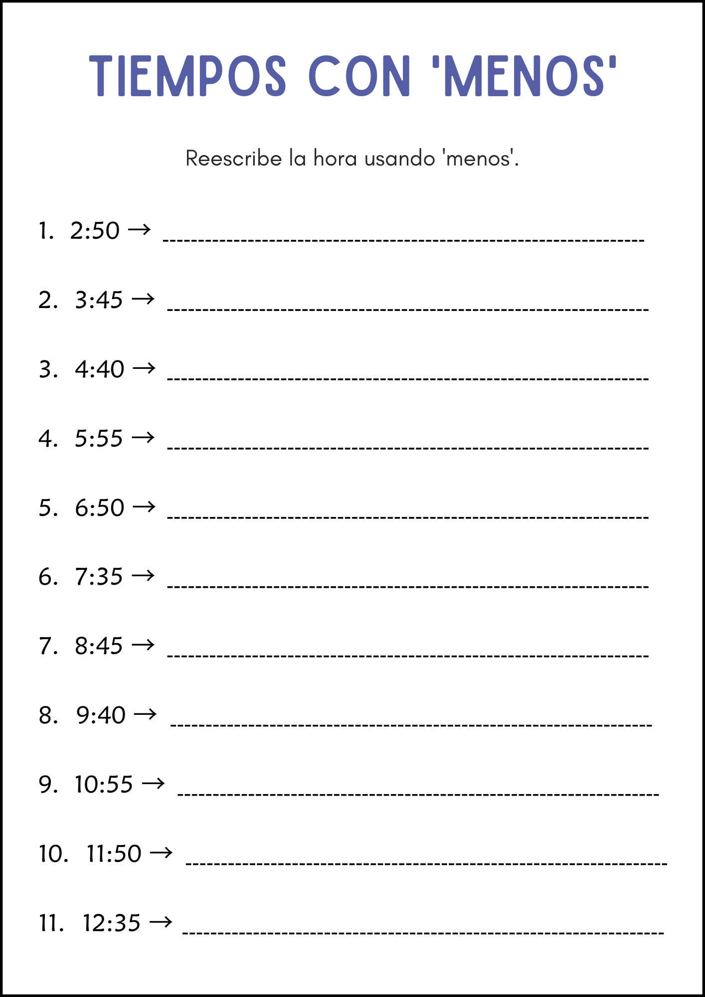 telling time in spanish practice