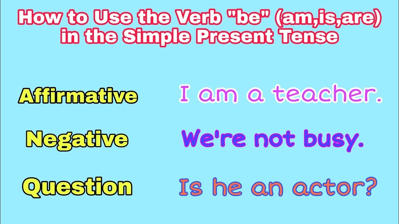 How To Use The Verb Be In The Simple Present Tense YouTube
