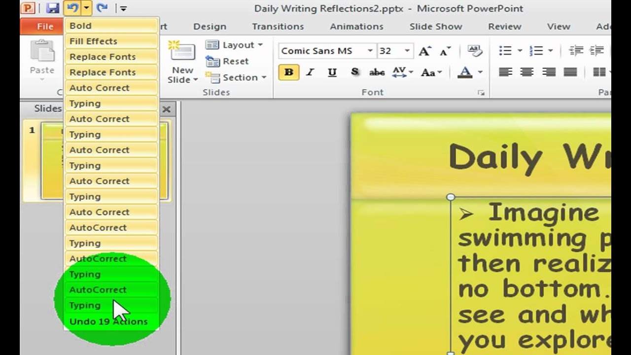 How To Use Undo And Redo In PowerPoint 2010 Or 2007 YouTube
