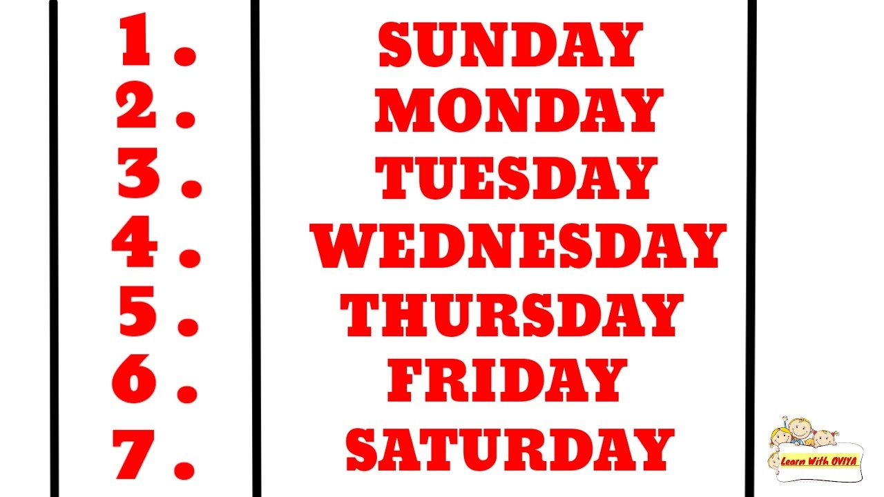 How To Write Seven Days Of The Week Days Of The Week In English Days Name With Spelling YouTube