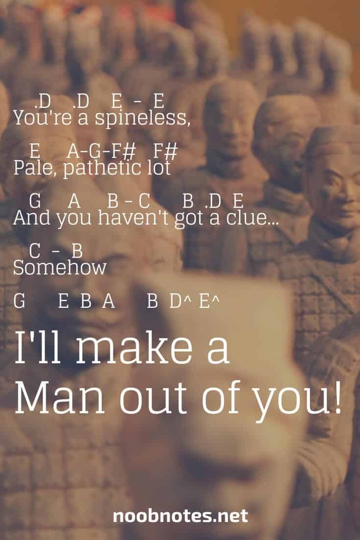 I ll Make A Man Out Of You Mulan Disney Letter Notes For Beginners Music Notes For Newbies