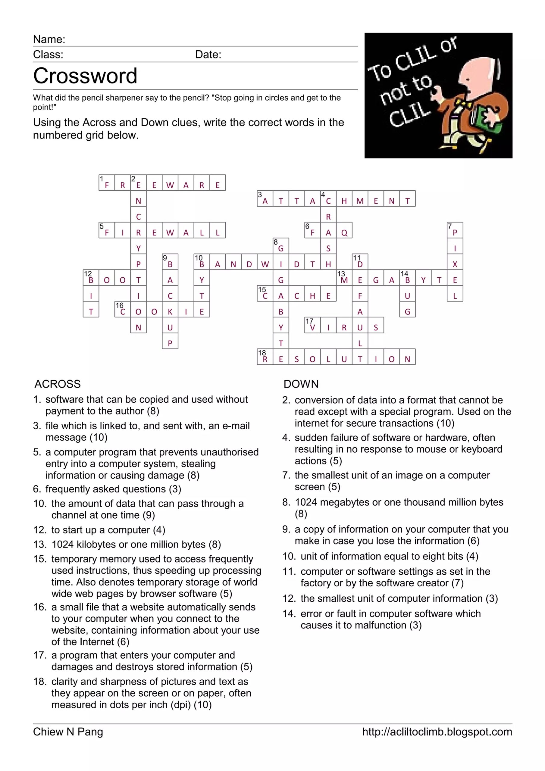 ICT Crossword Key PDF
