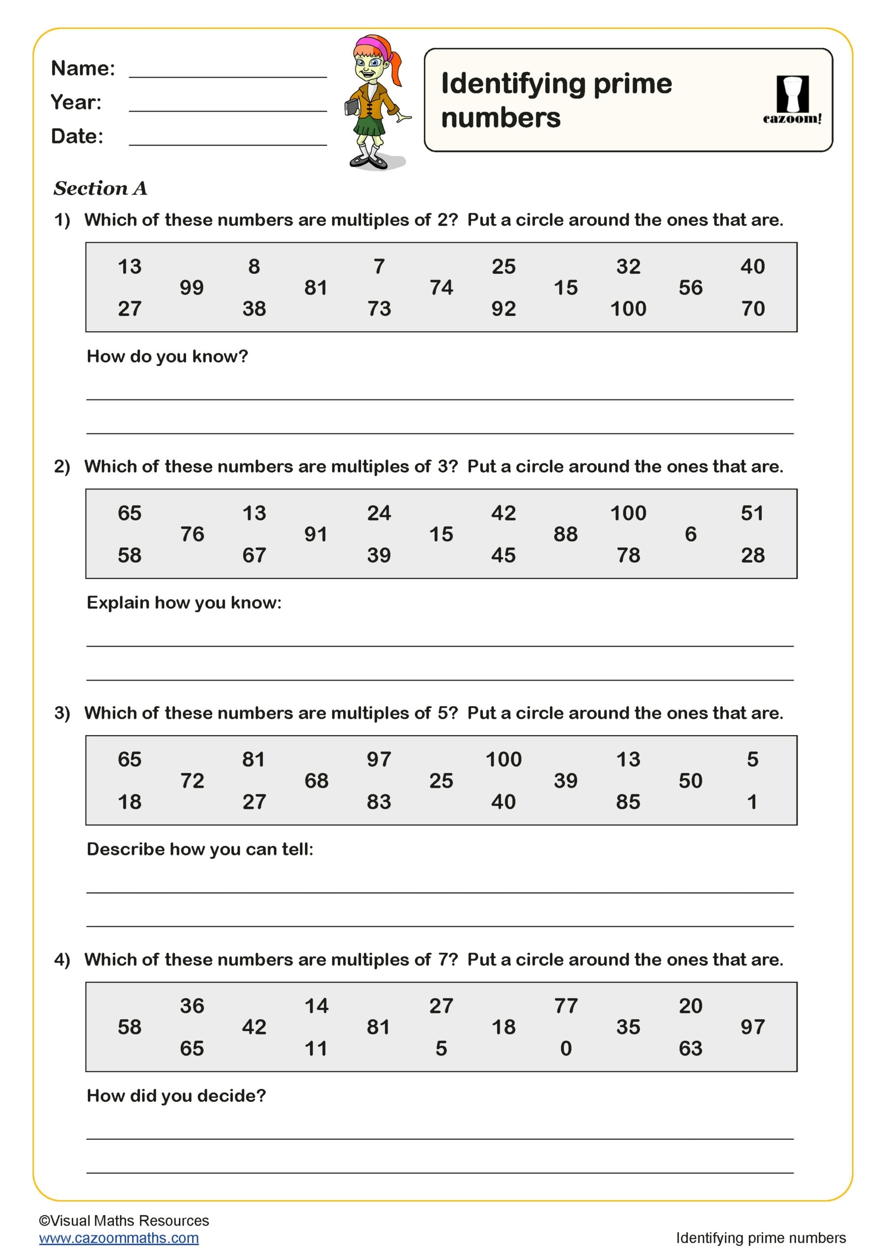 prime and composite numbers worksheets prime and composite numbers worksheets