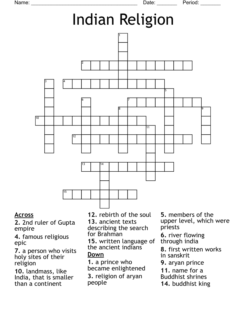 Indian Religion Crossword WordMint