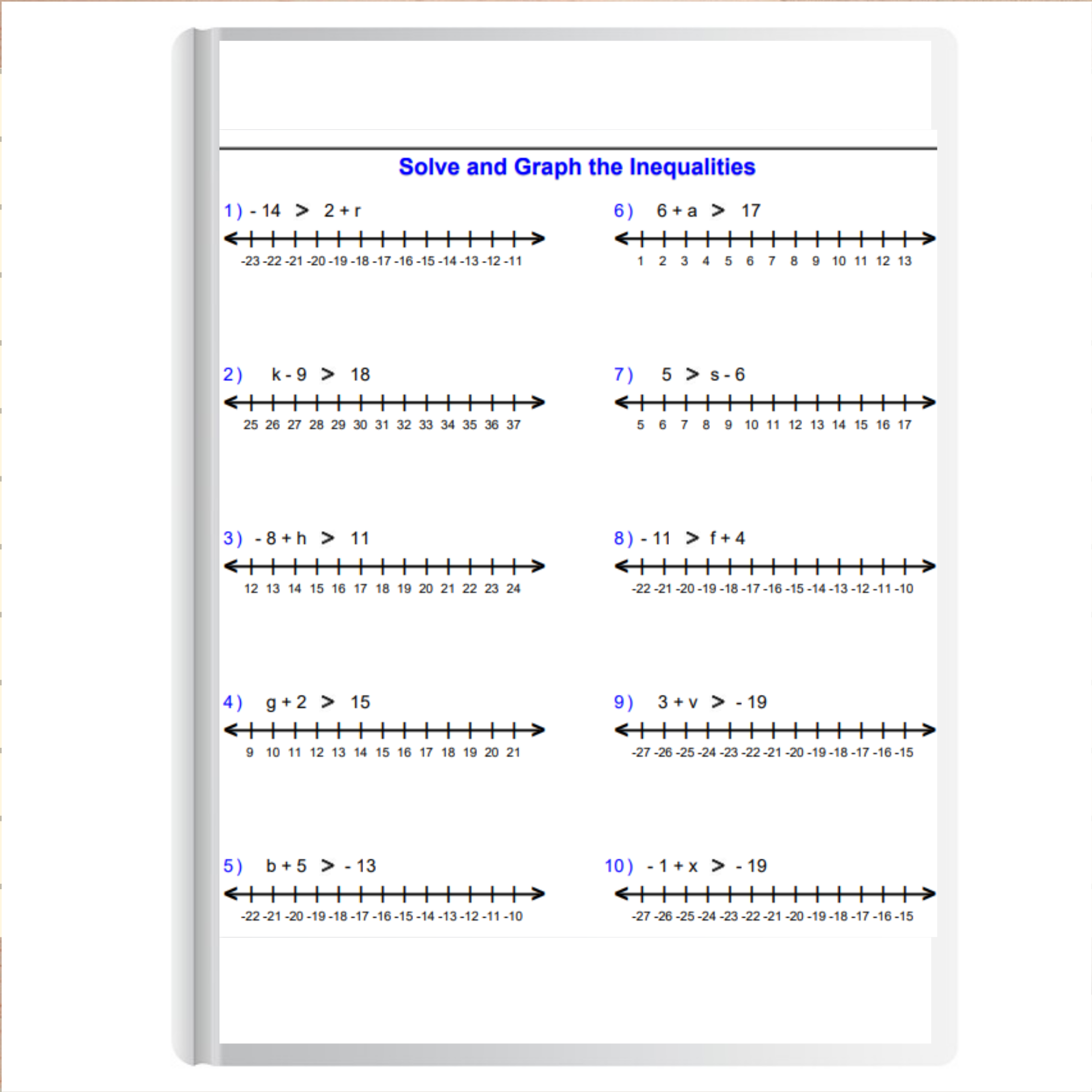 Inequalities Worksheets One Step Inequalities By Adding And Subtracting Made By Teachers